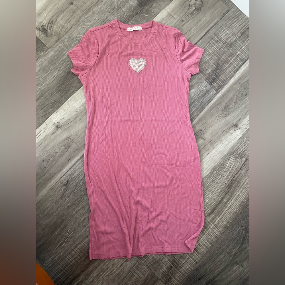 Charming Pink Heart Kids Casual Dress